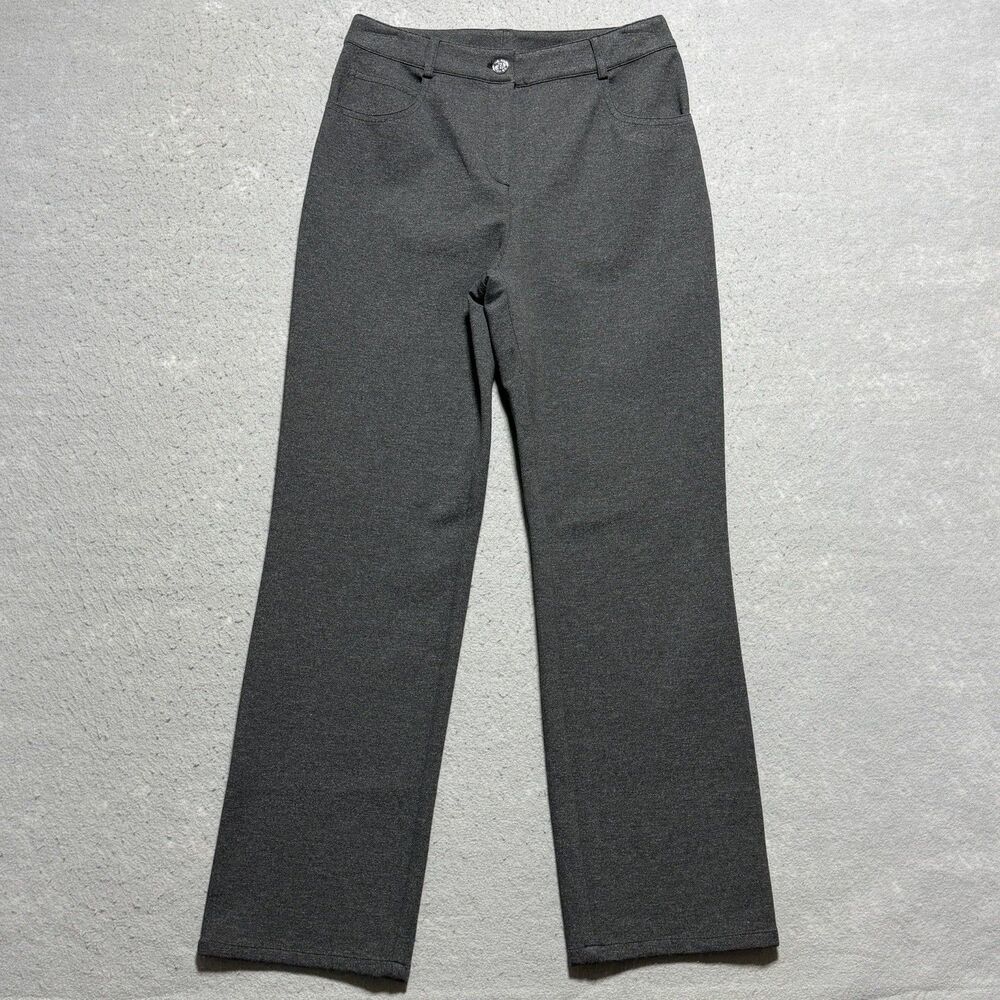 St. John Twill Dress Pants Straight Leg Mid Rise Pockets Gray Women’s 2 Cotton